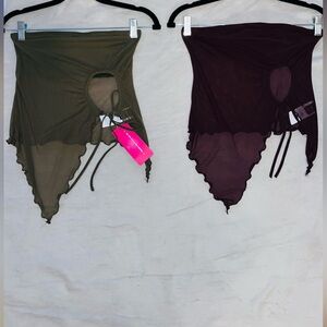 Sheer Olive and Brown Tube Tops